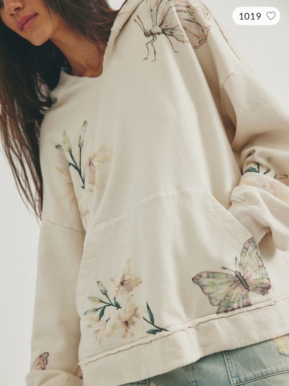 Free People x Juliet Johnston Hoodie Sweatshirt in Birch Combo